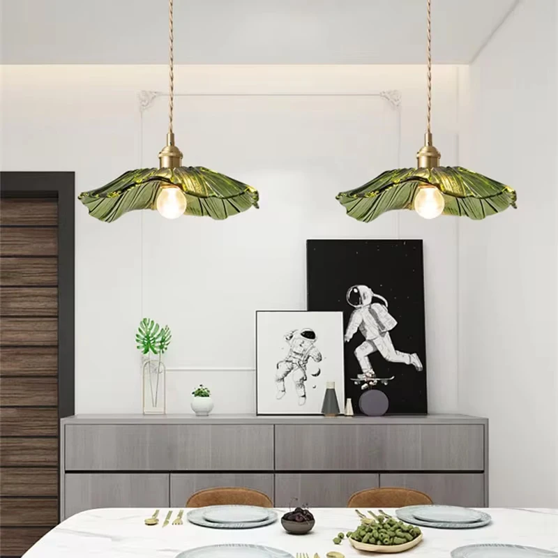 Vintage Pendant Lights Flower Glass Hanging Lamps Home Decoration Lighting Living Room Bedroom Bedside Light Fixture Indoor Shop