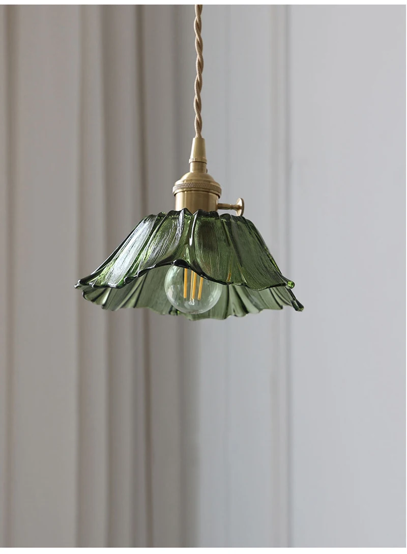 Vintage Pendant Lights Flower Glass Hanging Lamps Home Decoration Lighting Living Room Bedroom Bedside Light Fixture Indoor Shop