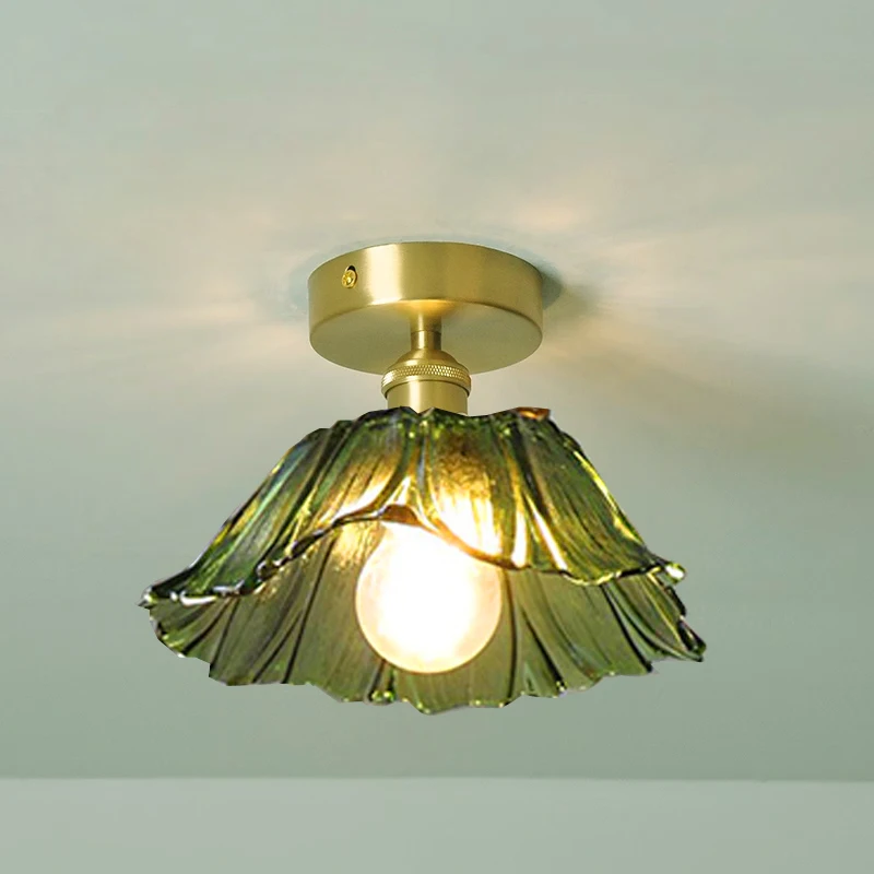 Vintage Pendant Lights Flower Glass Hanging Lamps Home Decoration Lighting Living Room Bedroom Bedside Light Fixture Indoor Shop