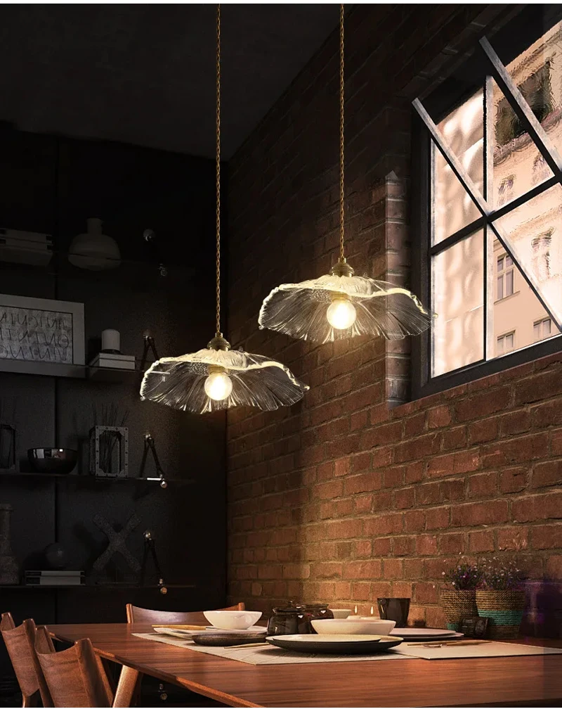 Vintage Pendant Lights Flower Glass Hanging Lamps Home Decoration Lighting Living Room Bedroom Bedside Light Fixture Indoor Shop