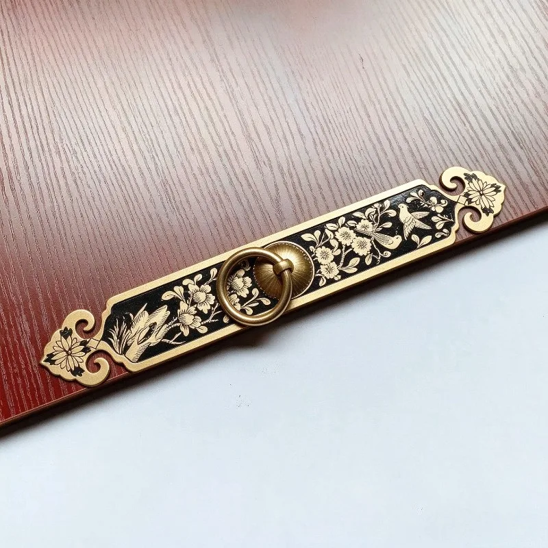 Antique Brass Cabinet Handles Carved Floral Drawer Pulls Vintage Dresser Knobs for Furniture Restoration and Farmhouse Decor