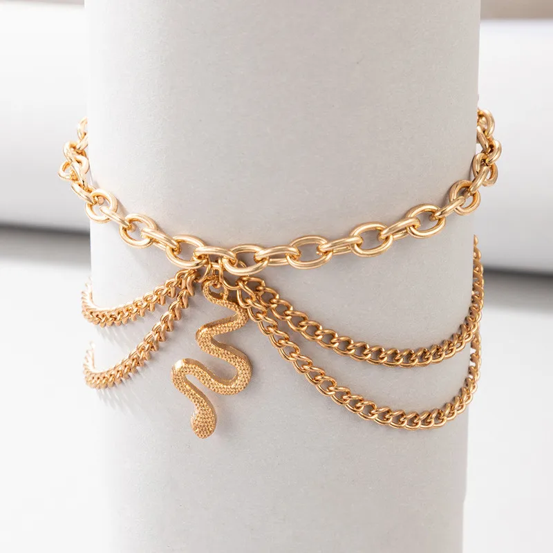 Modyle Bohemia Gold Color Snake Ankle Bracelet Set For Women Starfish Shell Heart Charm Anklet Chain On Leg Boho Jewelry Gift