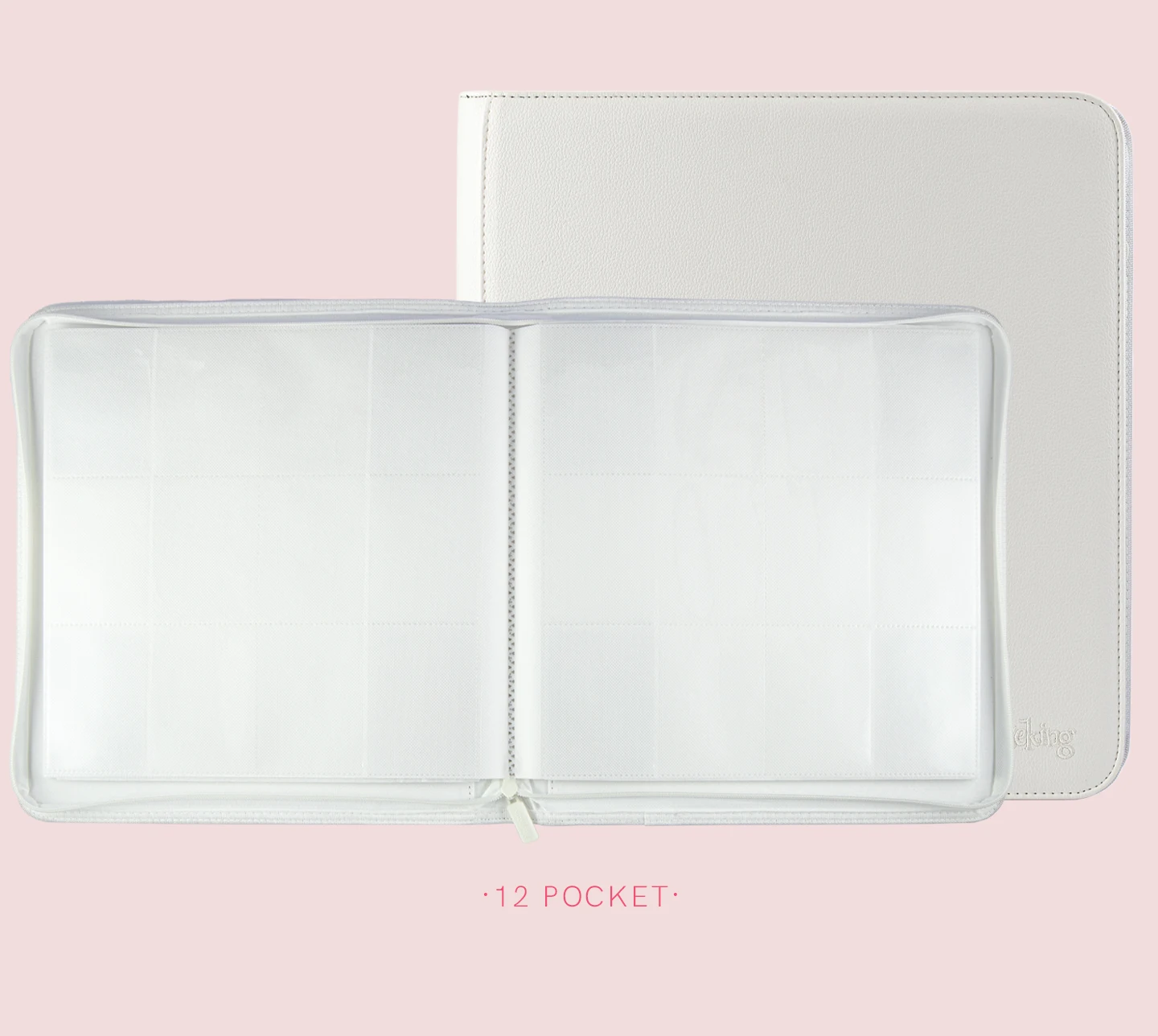 Sanseking Premium Zipper 4/9/12 Pocket PU Card Binder - Aesthetic Pink & White Album for Pokemon Cards, Game Collection & Fan