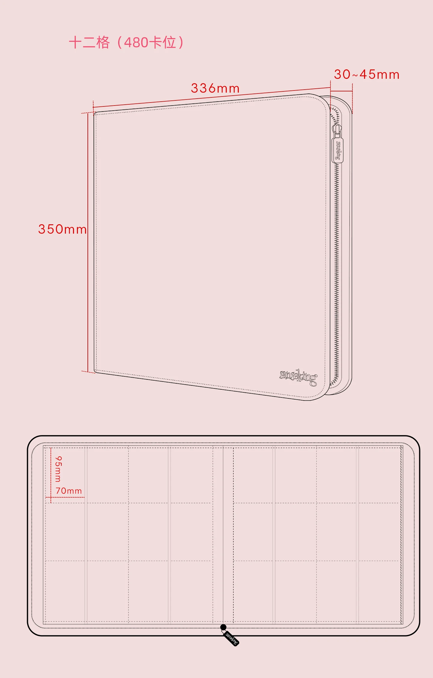 Sanseking Premium Zipper 4/9/12 Pocket PU Card Binder - Aesthetic Pink & White Album for Pokemon Cards, Game Collection & Fan