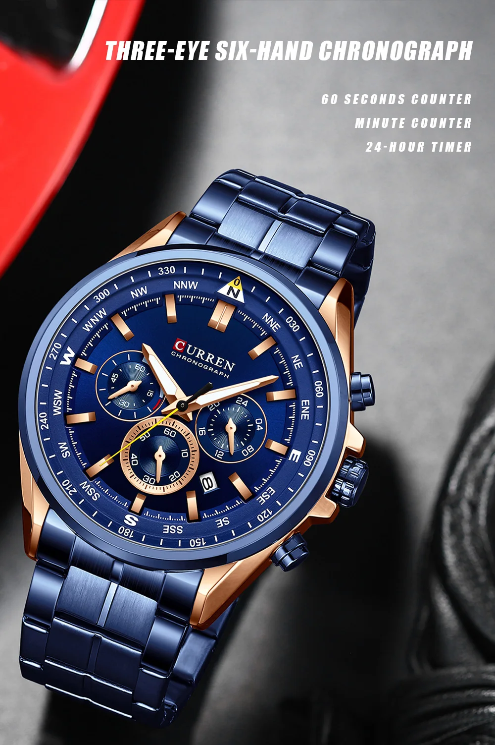 CURREN Luxury Brand Watches for Men Casual Sporty Quartz Wristwatch with Stainless Steel Band Chronograph Clock Male Silver