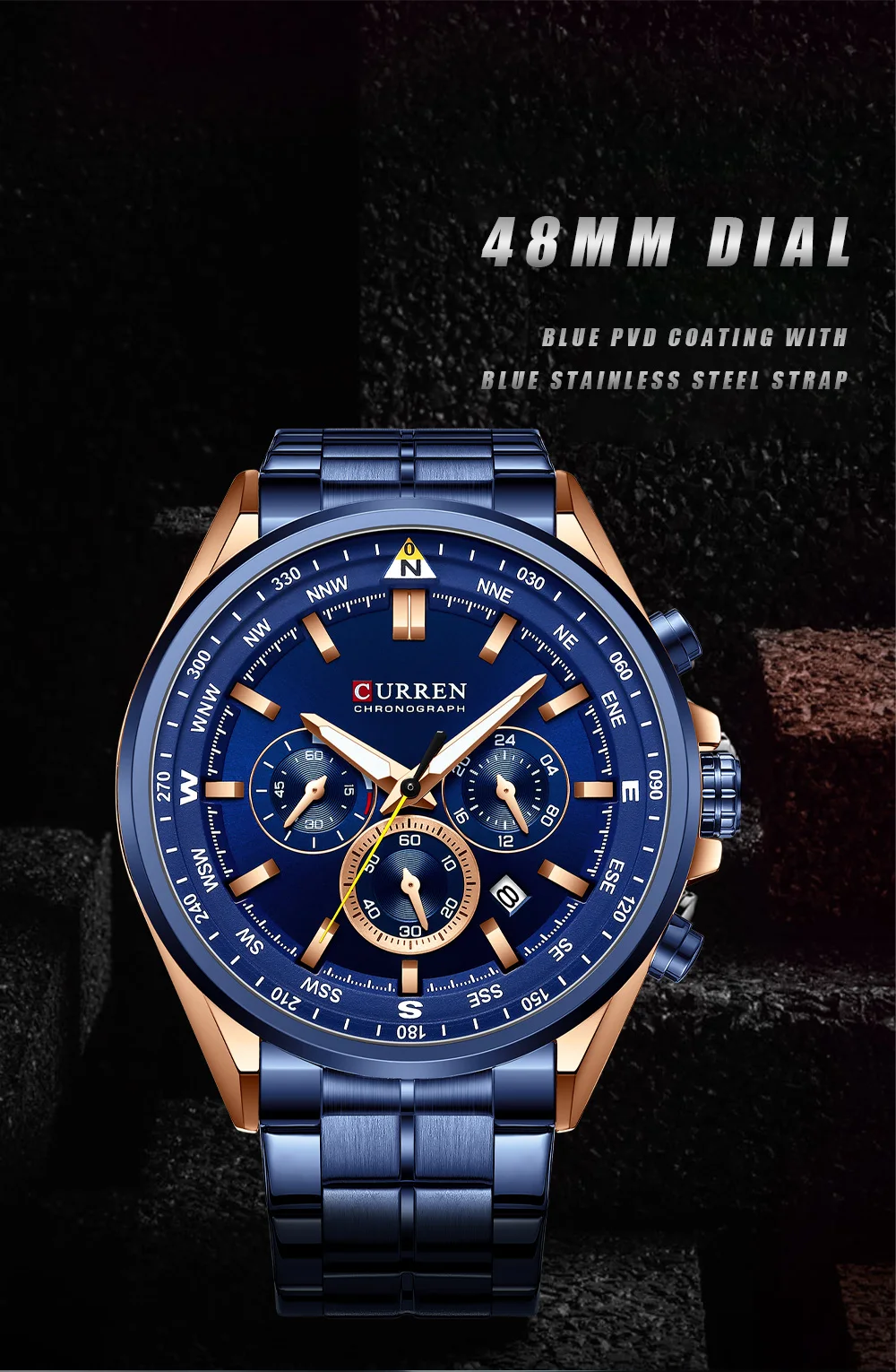 CURREN Luxury Brand Watches for Men Casual Sporty Quartz Wristwatch with Stainless Steel Band Chronograph Clock Male Silver