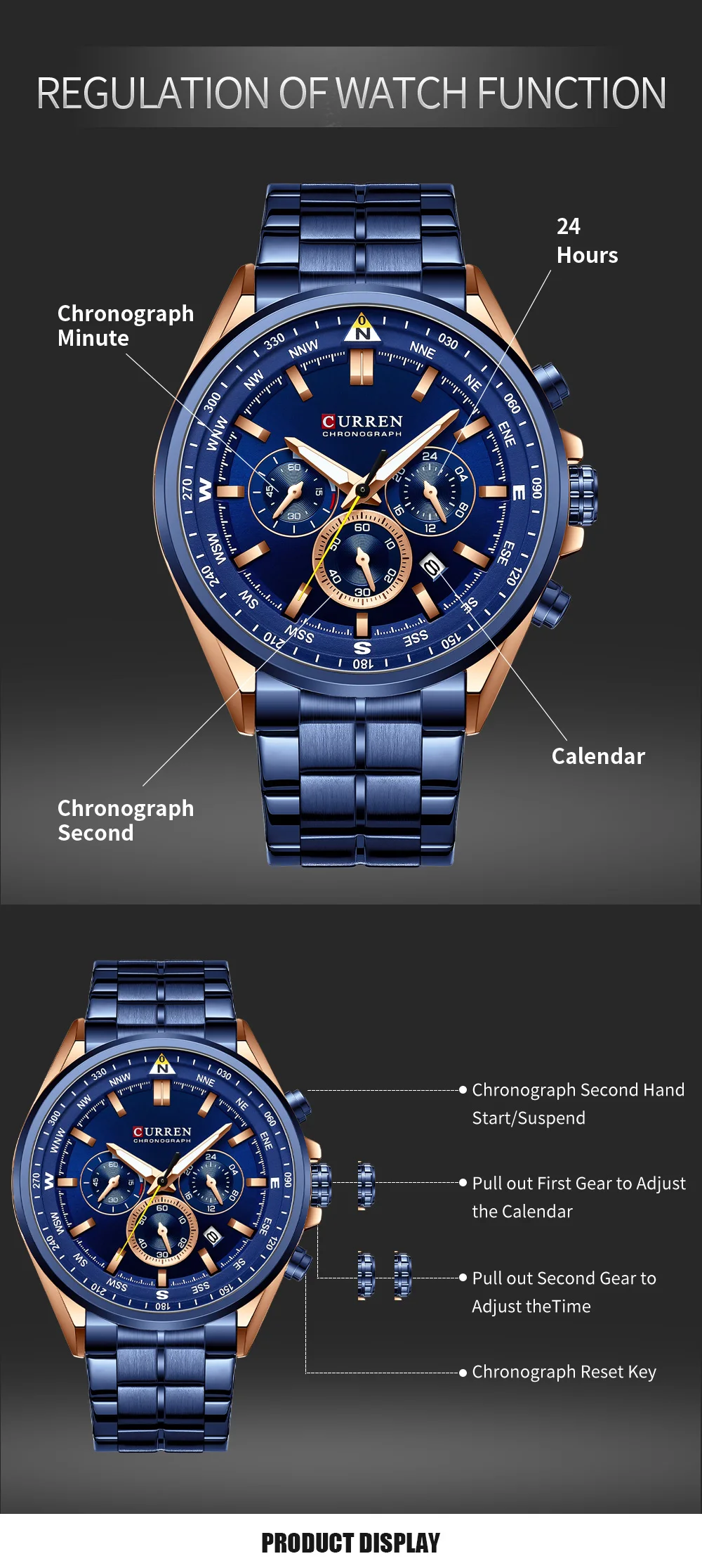 CURREN Luxury Brand Watches for Men Casual Sporty Quartz Wristwatch with Stainless Steel Band Chronograph Clock Male Silver