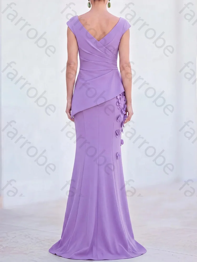 Customized Mermaid V-Neck Cap Sleeves Ruched Mother of The Bride Dresses Elegant Evening Dress Sexy High Quality Prom Party Gown