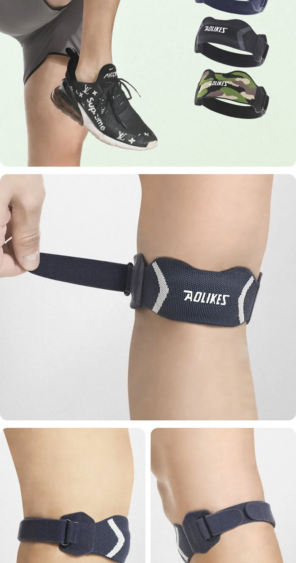 AOLIKES 1 Pair Sports Patella Strap Knee Brace Support for Arthritis,ACL,Running,Basketball,Sports,Knee Brace for Hiking, Soccer