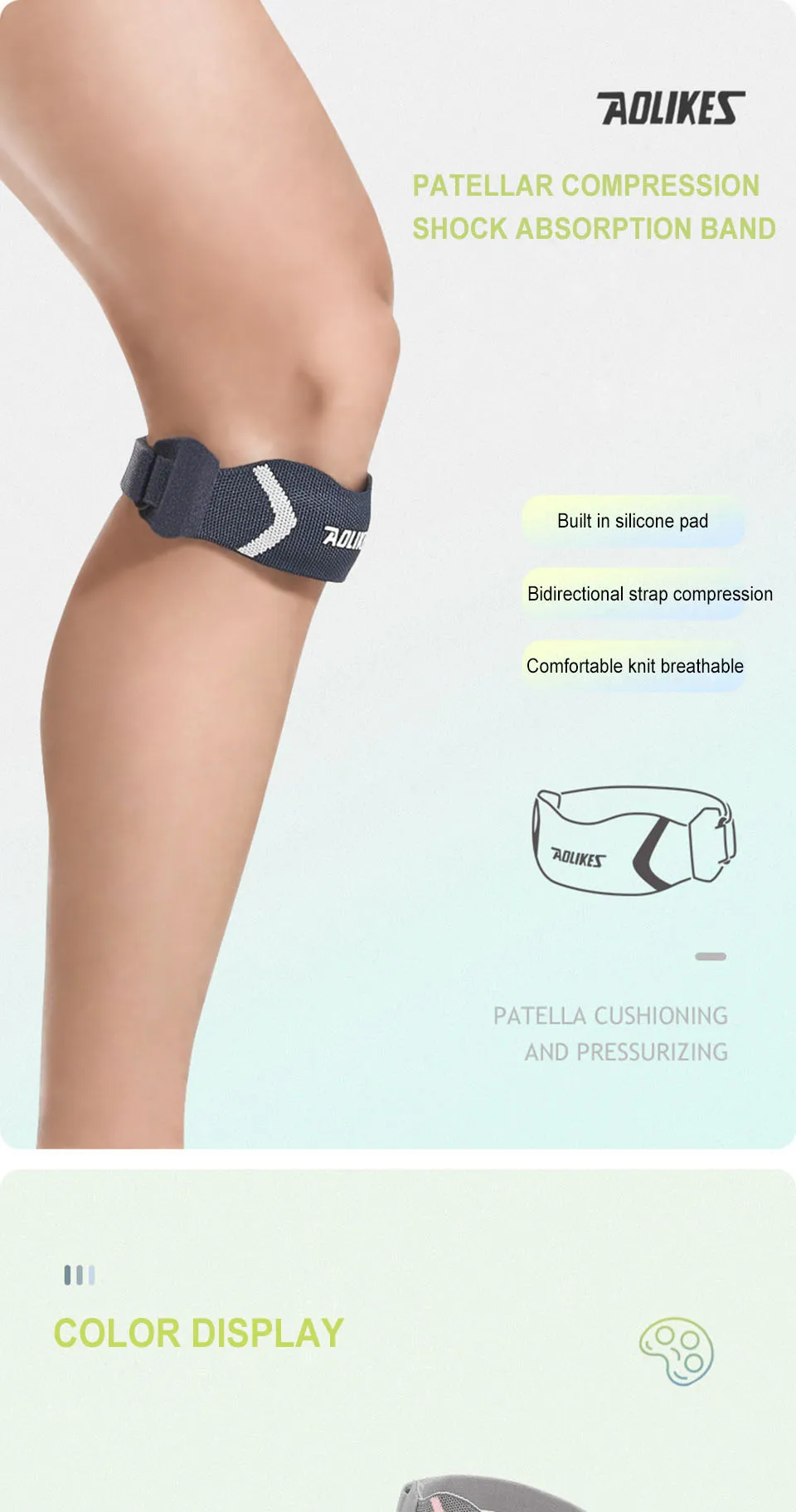 AOLIKES 1 Pair Sports Patella Strap Knee Brace Support for Arthritis,ACL,Running,Basketball,Sports,Knee Brace for Hiking, Soccer