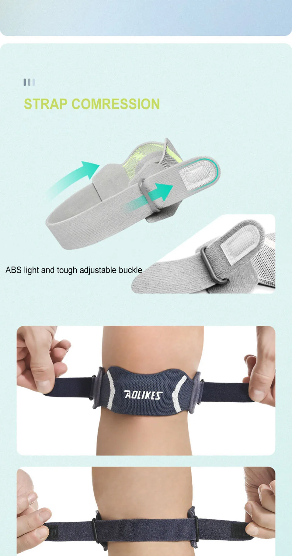 AOLIKES 1 Pair Sports Patella Strap Knee Brace Support for Arthritis,ACL,Running,Basketball,Sports,Knee Brace for Hiking, Soccer