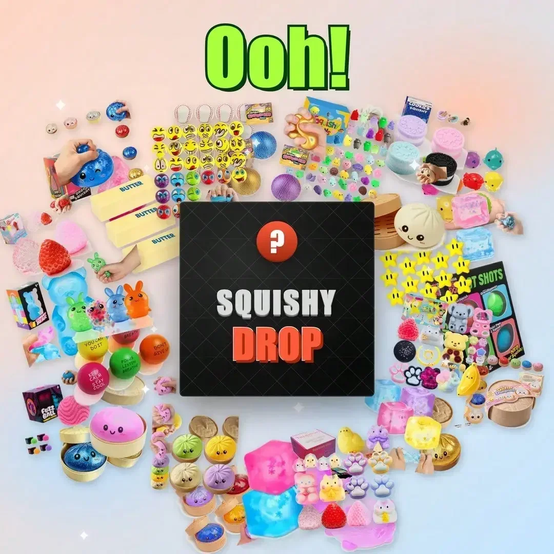 Squishy Squeeze Sensory Fidget Toy Stress Anxiety Relief Cute Rainbow Mystery Blind Box Surprise Pack For Teens Adults Gift