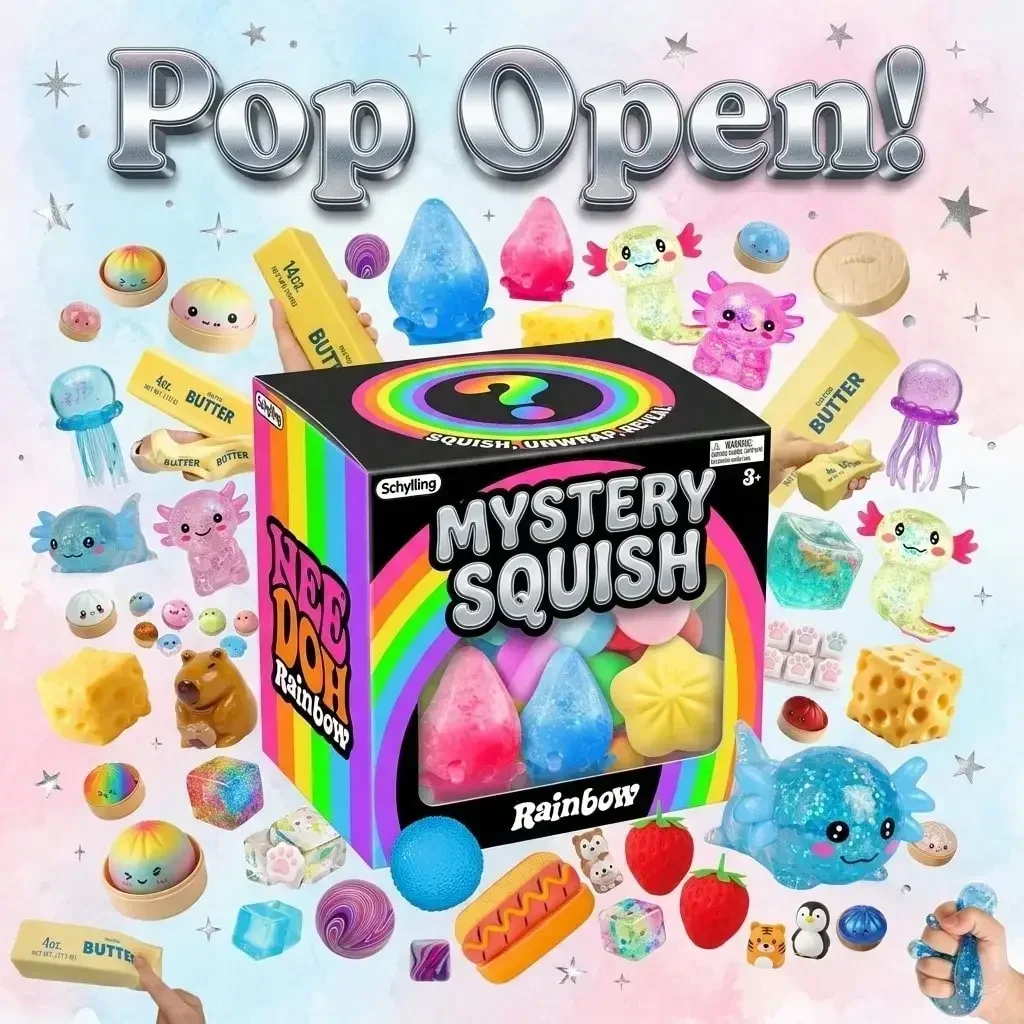 Squishy Squeeze Sensory Fidget Toy Stress Anxiety Relief Cute Rainbow Mystery Blind Box Surprise Pack For Teens Adults Gift