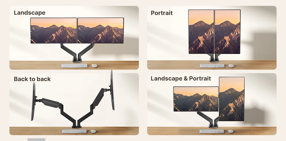 Single Monitor Arm 13-34 Inch, Adjustable Gas Spring Arm, Monitor Desk Mount for 4.4-19lbs, VESA 75/100mm with C-Clamp/Grommet Base, Ergonomic Stand for Work/Gaming