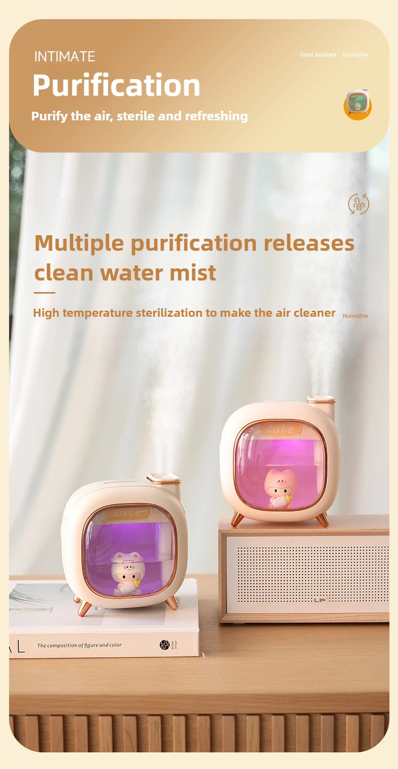 Cartoon Dolls Ultrasonic Air Humidifier 500ML Large Capacity Aroma Essential Oil Diffuser USB Colourful Breathing Night Lights