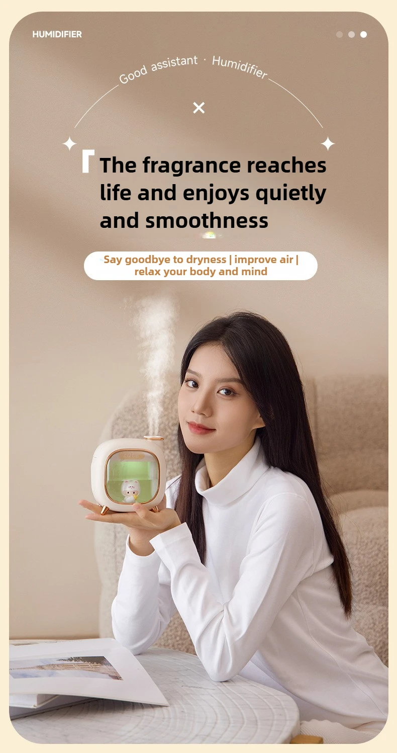 Cartoon Dolls Ultrasonic Air Humidifier 500ML Large Capacity Aroma Essential Oil Diffuser USB Colourful Breathing Night Lights