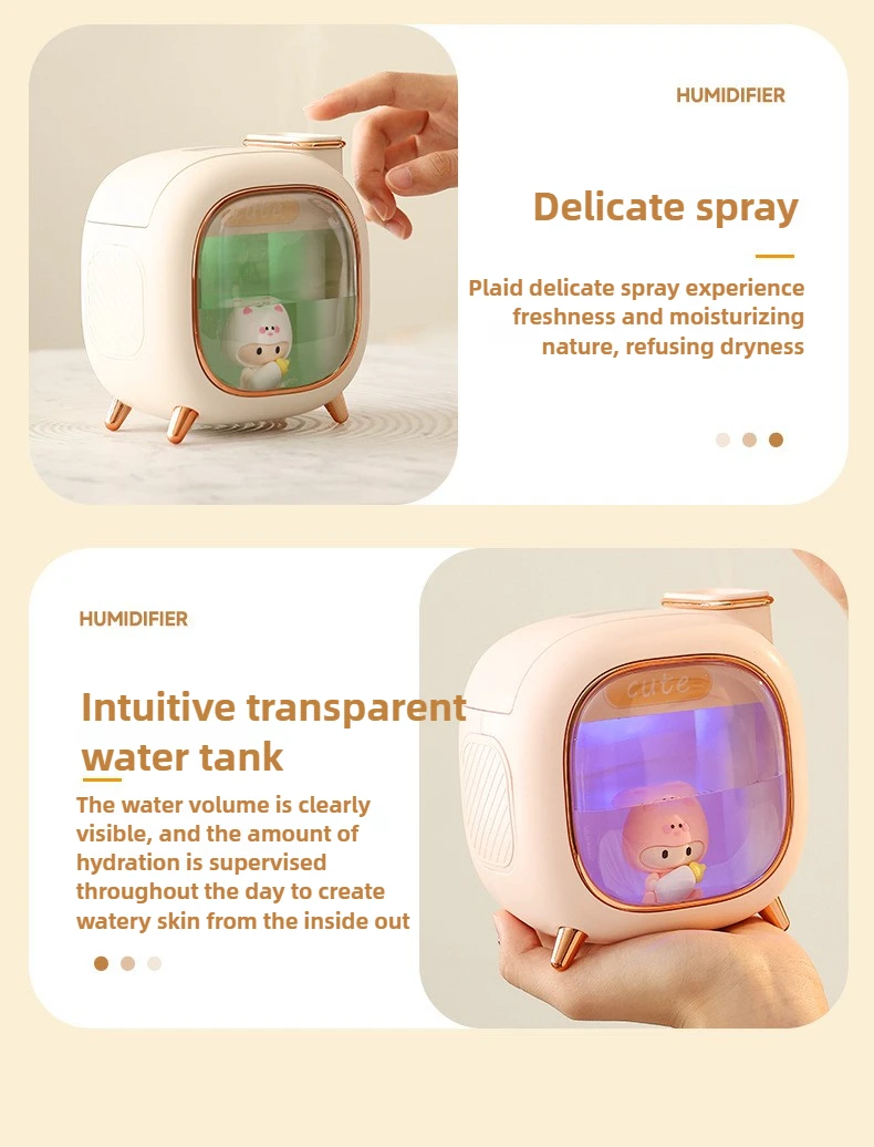 Cartoon Dolls Ultrasonic Air Humidifier 500ML Large Capacity Aroma Essential Oil Diffuser USB Colourful Breathing Night Lights