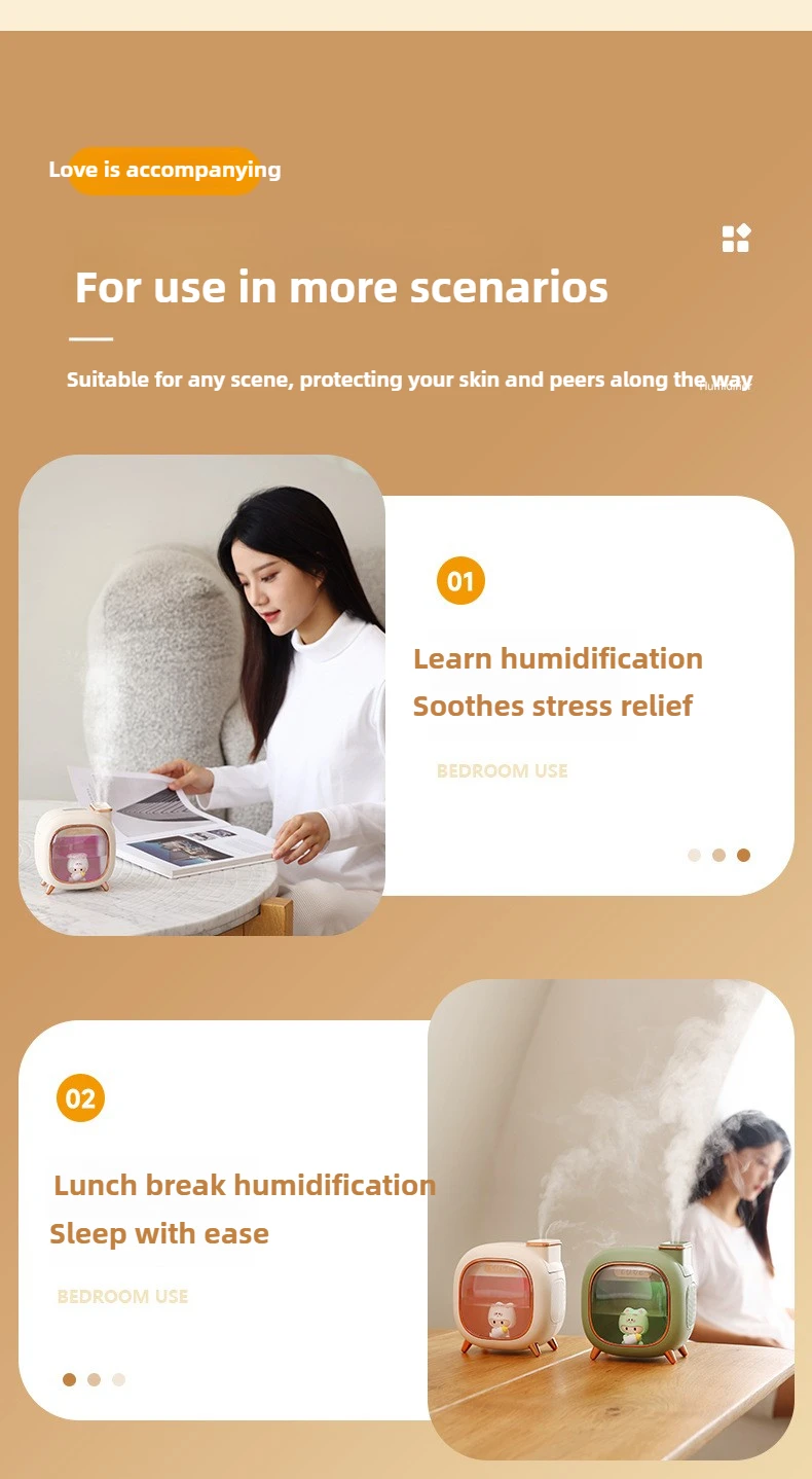 Cartoon Dolls Ultrasonic Air Humidifier 500ML Large Capacity Aroma Essential Oil Diffuser USB Colourful Breathing Night Lights