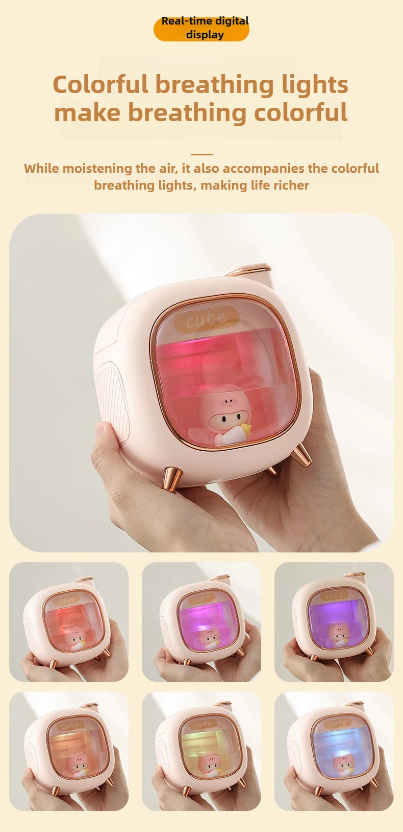 Cartoon Dolls Ultrasonic Air Humidifier 500ML Large Capacity Aroma Essential Oil Diffuser USB Colourful Breathing Night Lights