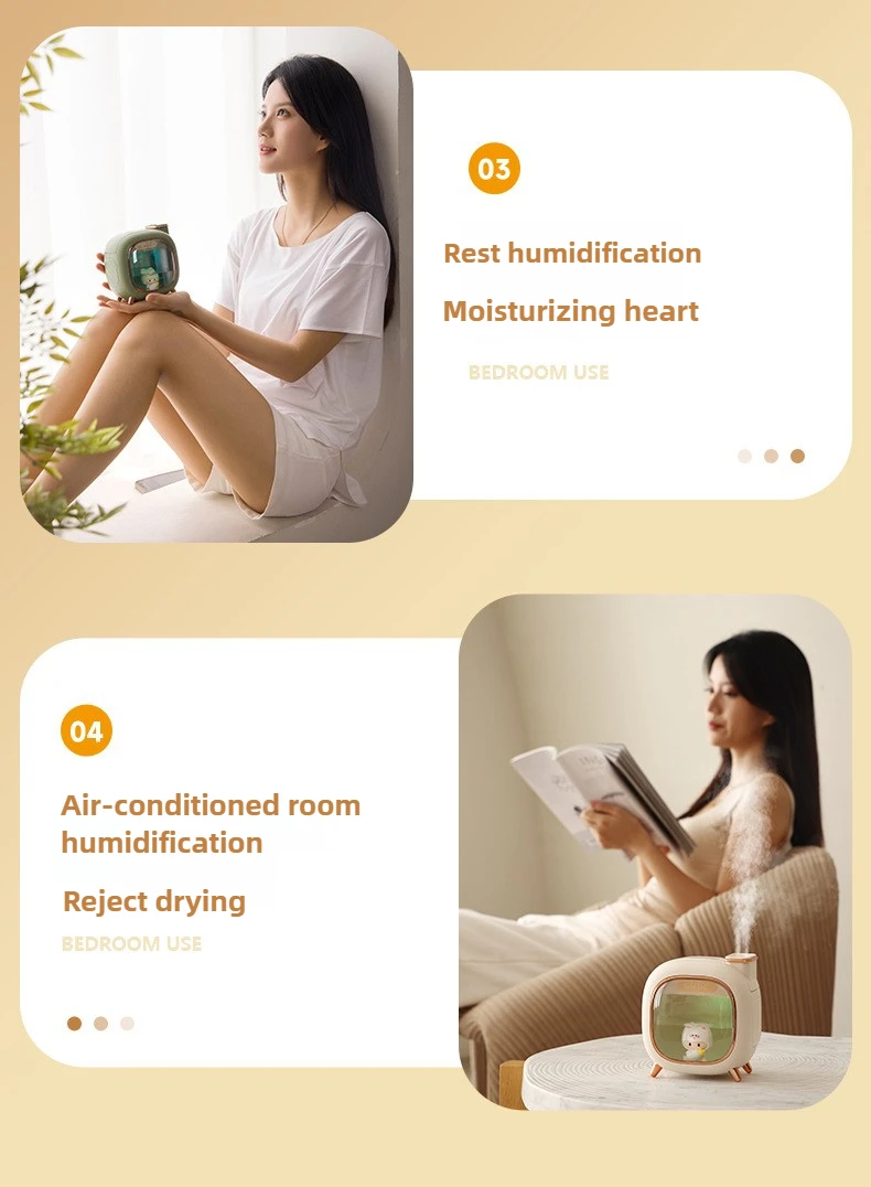 Cartoon Dolls Ultrasonic Air Humidifier 500ML Large Capacity Aroma Essential Oil Diffuser USB Colourful Breathing Night Lights