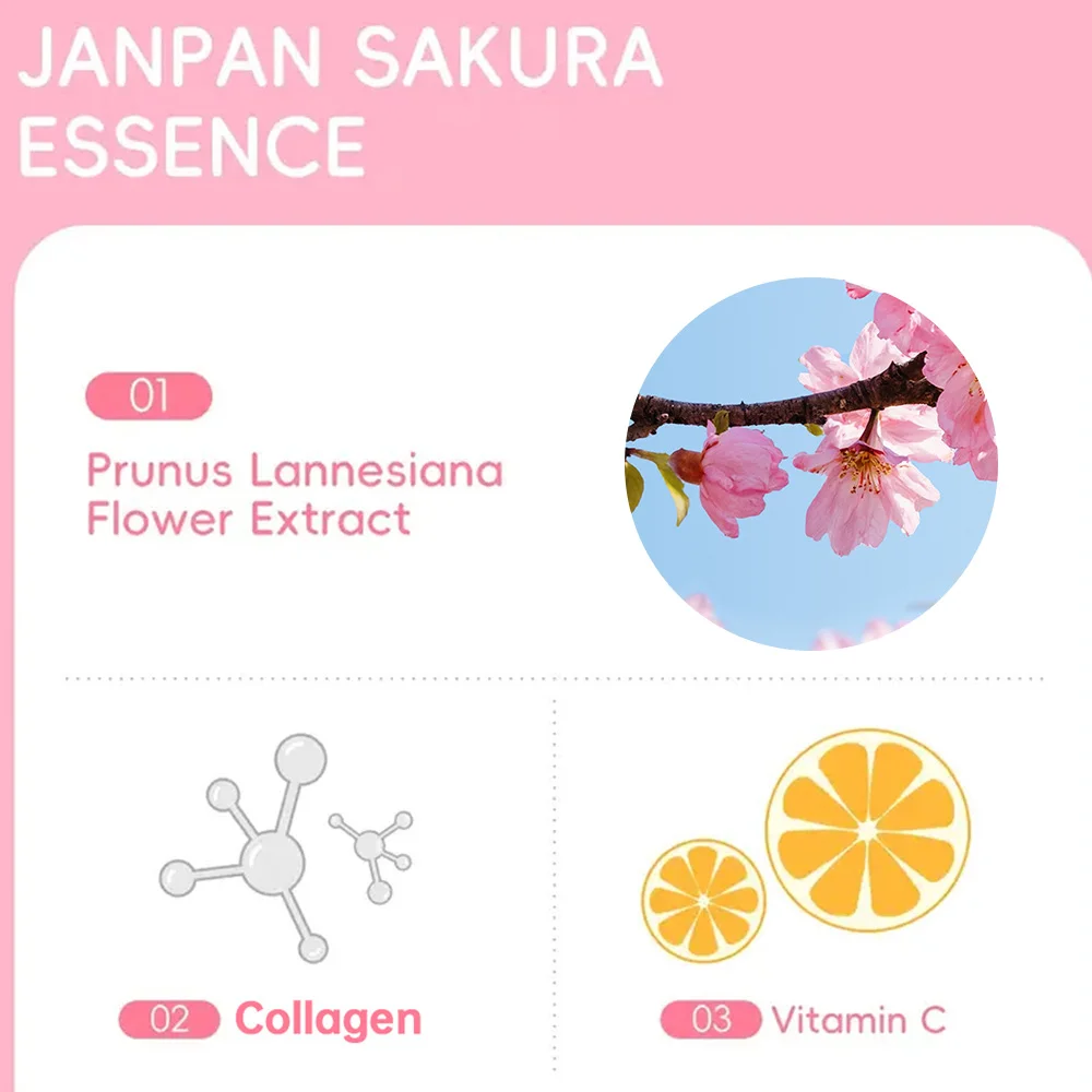 SEYHZE Sakura Collagen Essence + Moisturizing Cream Facial Care Set - 2pcs Packed with Collagen Peptides Vitamin C/E Aloe Niacin