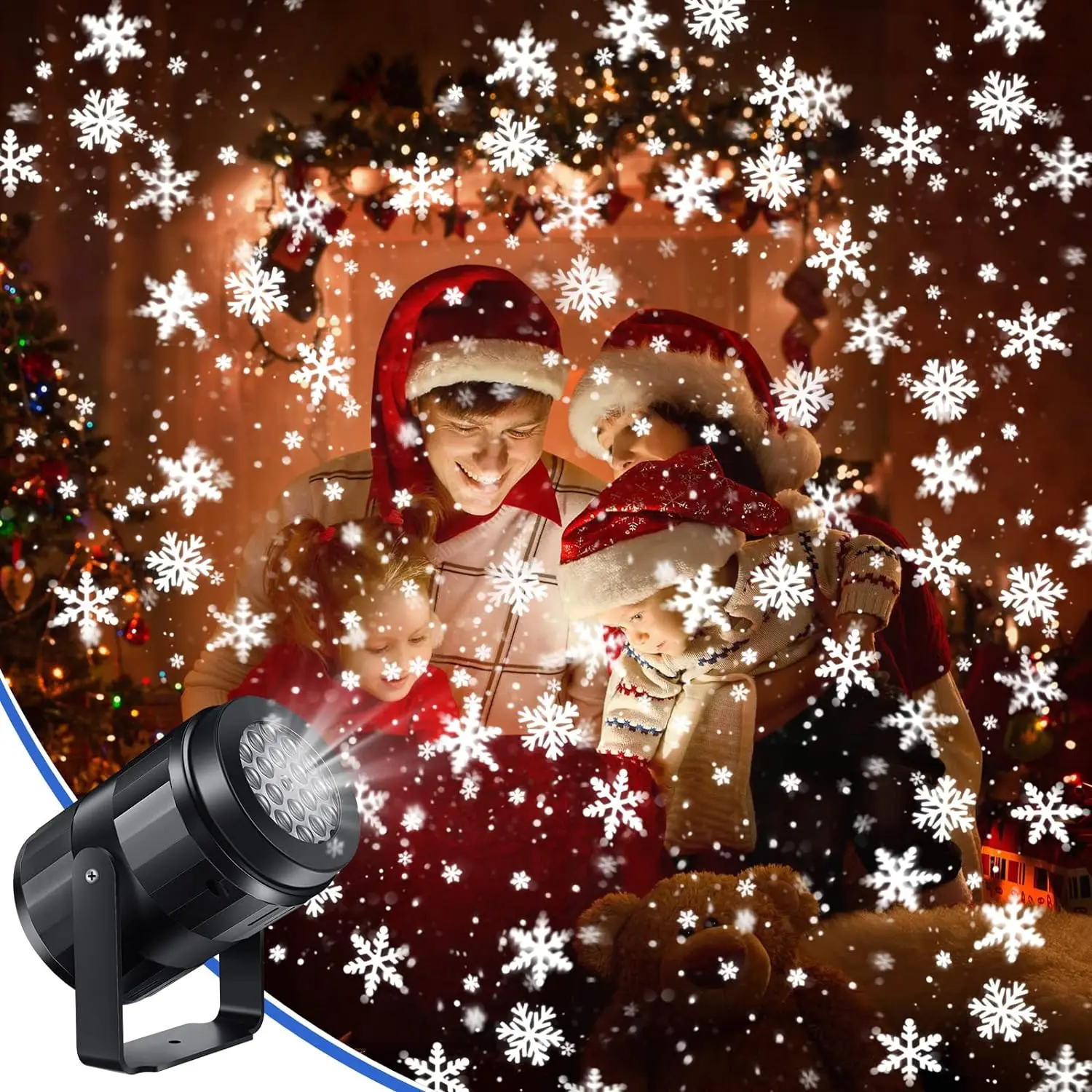 LED USB Snowflake Projector Holiday Lights Christmas Projection Stage Lamp Snow Spotlight for Navidad New Year 2027 Party Decor