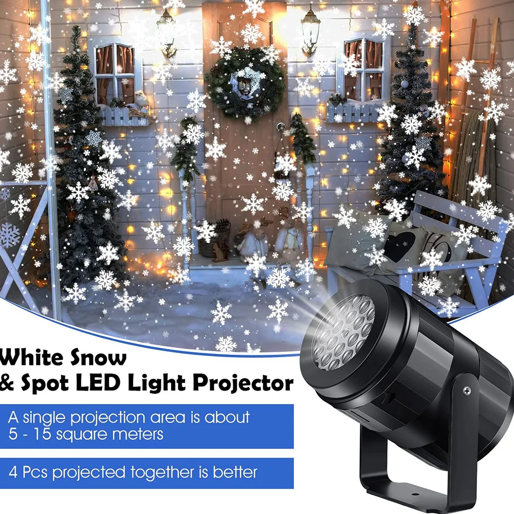 LED USB Snowflake Projector Holiday Lights Christmas Projection Stage Lamp Snow Spotlight for Navidad New Year 2027 Party Decor