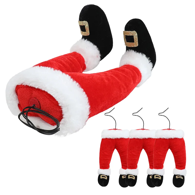 Santa Claus Elf Legs Doll Christmas Tree Decoration Home Fireplace Hanging Ornament Xmas Tree Picks New Year Party Supplies Gift