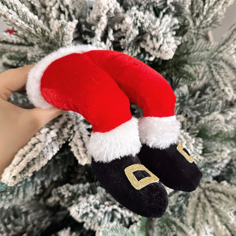 Santa Claus Elf Legs Doll Christmas Tree Decoration Home Fireplace Hanging Ornament Xmas Tree Picks New Year Party Supplies Gift