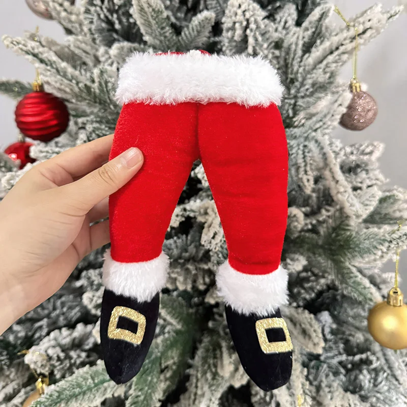 Santa Claus Elf Legs Doll Christmas Tree Decoration Home Fireplace Hanging Ornament Xmas Tree Picks New Year Party Supplies Gift