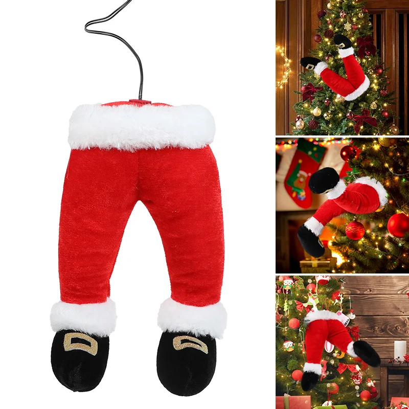 Santa Claus Elf Legs Doll Christmas Tree Decoration Home Fireplace Hanging Ornament Xmas Tree Picks New Year Party Supplies Gift