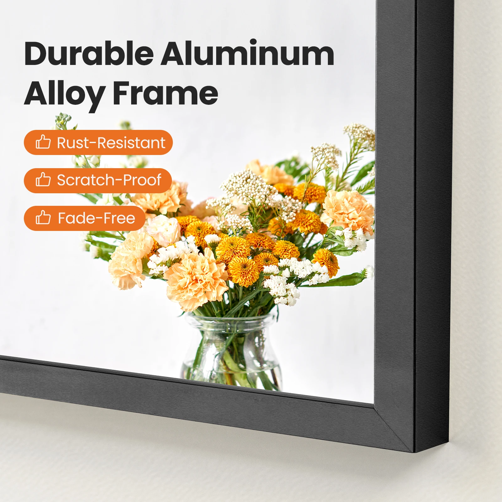 MCQ Arched Bathroom Mirror or Over Sink Wall Mounted Aluminum Alloy Frame Mirror Horizontal or Vertical Hanging Modern Wall Mount Vanity Mirror for Home
