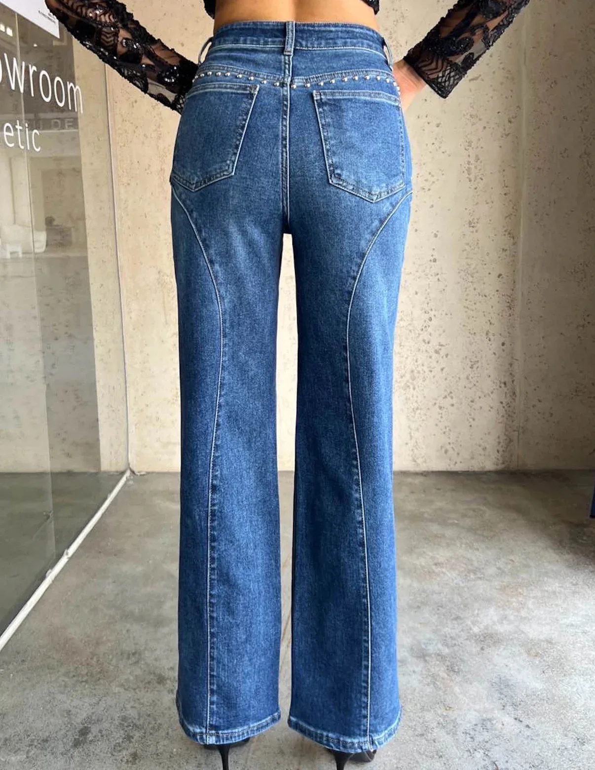 Denim Pant Women Jeans Vintage Long Pants Slim Fit High Waist Straight Trousers Y2k Streetwear Elegant Splice Work Casual 2026