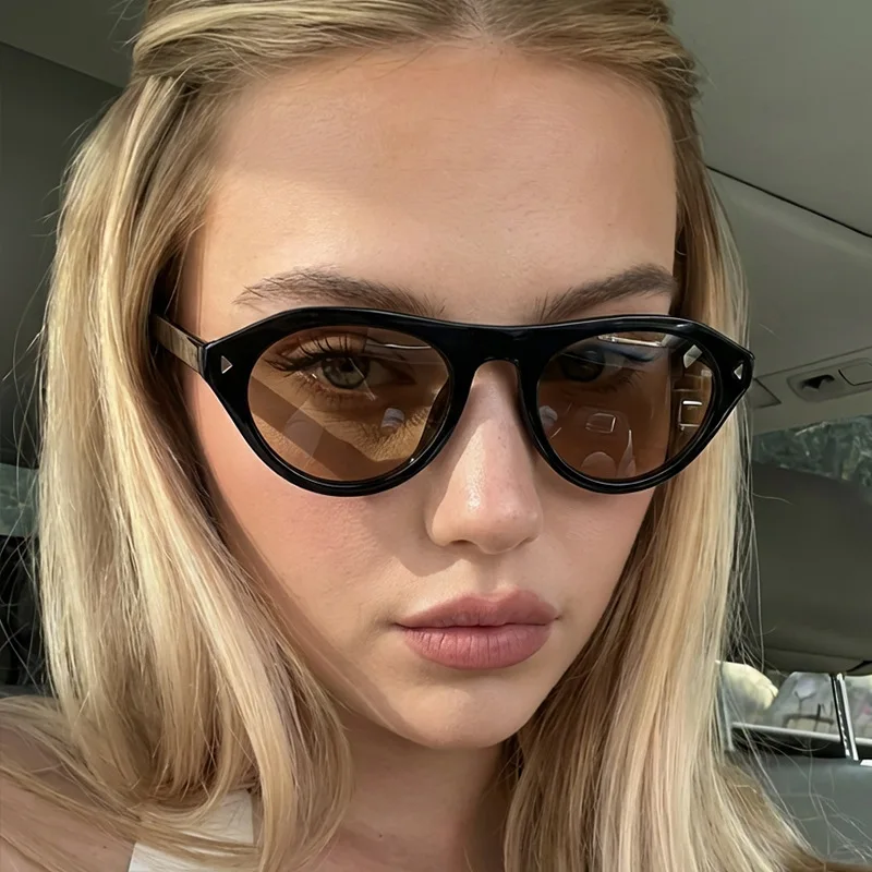 Light Luxury Cat-Eye Rice Nail Sunglasses Retro Ins High-End Women's Sunglasses For Vacation And Commuting Versatile Sunglasses