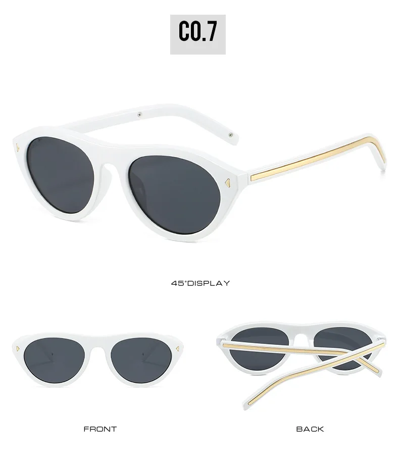 vintage Small Round Cat Eye Sunglasses for Women New Fashion Rivet sexy Black Leopard Sun Glasses Ladies Trendy Outdoor Shades