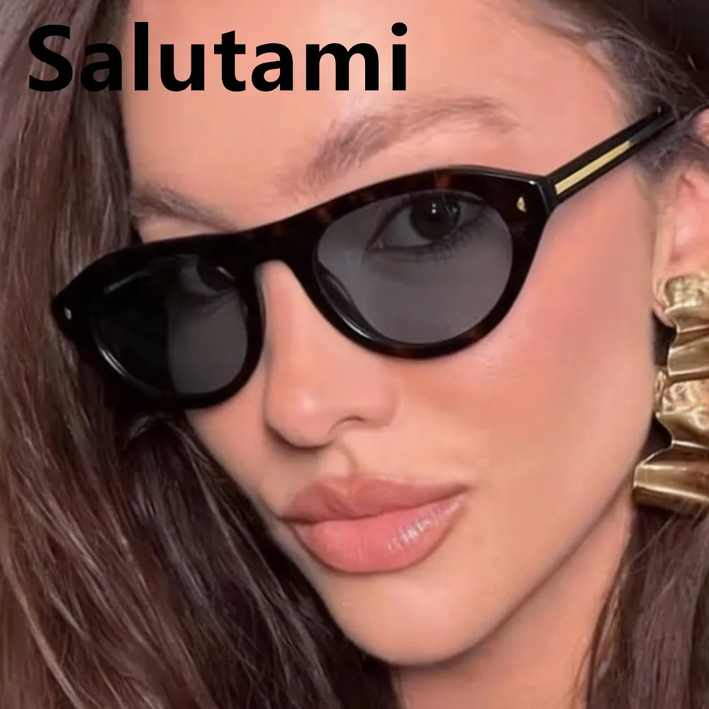 vintage Small Round Cat Eye Sunglasses for Women New Fashion Rivet sexy Black Leopard Sun Glasses Ladies Trendy Outdoor Shades