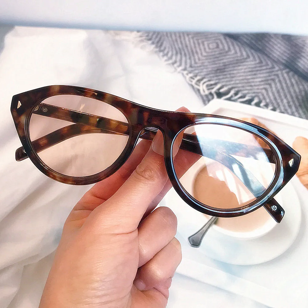 vintage Small Round Cat Eye Sunglasses for Women New Fashion Rivet sexy Black Leopard Sun Glasses Ladies Trendy Outdoor Shades