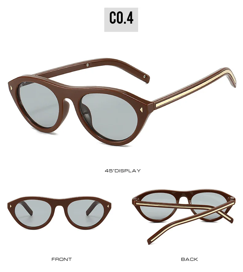 vintage Small Round Cat Eye Sunglasses for Women New Fashion Rivet sexy Black Leopard Sun Glasses Ladies Trendy Outdoor Shades