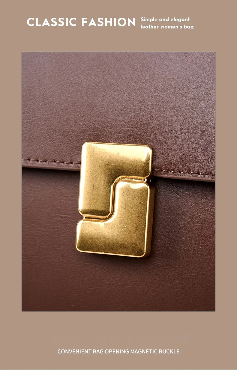 100% Genuine Leather Women Crossbody Bag Fashion Small Square Bag High Quality Cowhide Women's Commuter Shoulder Bag