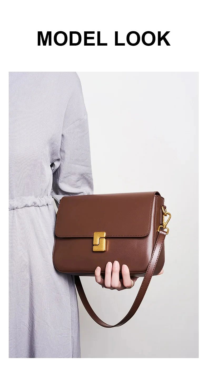 100% Genuine Leather Women Crossbody Bag Fashion Small Square Bag High Quality Cowhide Women's Commuter Shoulder Bag