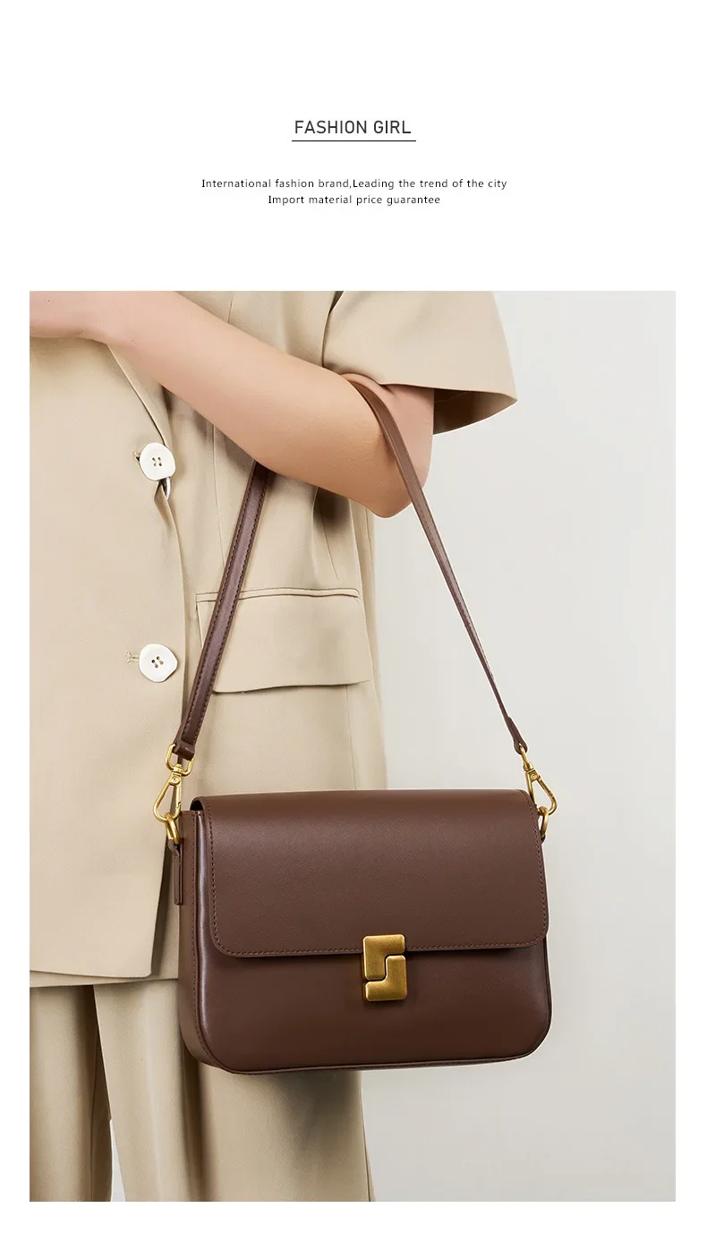 100% Genuine Leather Women Crossbody Bag Fashion Small Square Bag High Quality Cowhide Women's Commuter Shoulder Bag