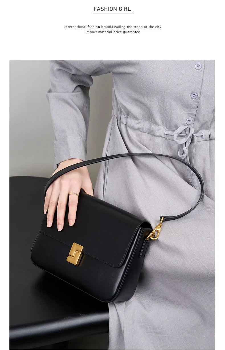 100% Genuine Leather Women Crossbody Bag Fashion Small Square Bag High Quality Cowhide Women's Commuter Shoulder Bag