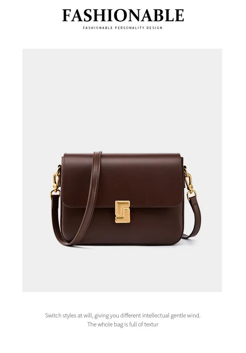 100% Genuine Leather Women Crossbody Bag Fashion Small Square Bag High Quality Cowhide Women's Commuter Shoulder Bag