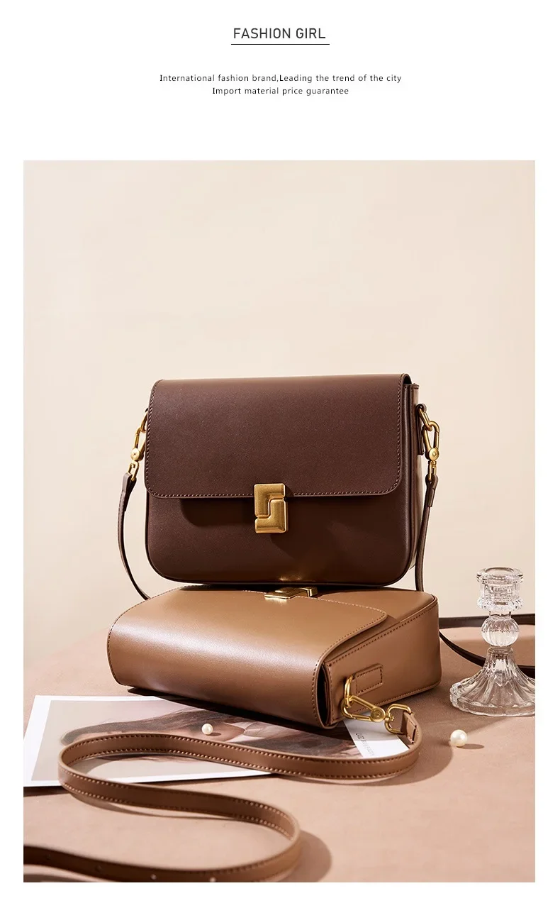 100% Genuine Leather Women Crossbody Bag Fashion Small Square Bag High Quality Cowhide Women's Commuter Shoulder Bag