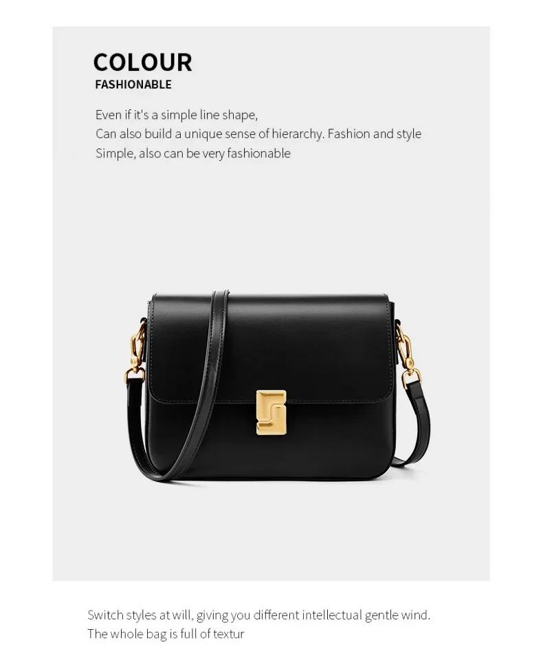 100% Genuine Leather Women Crossbody Bag Fashion Small Square Bag High Quality Cowhide Women's Commuter Shoulder Bag