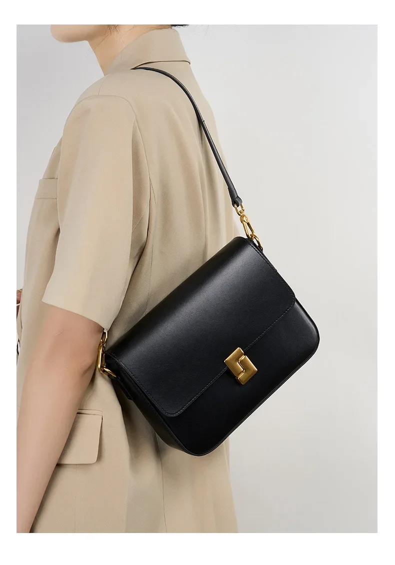 100% Genuine Leather Women Crossbody Bag Fashion Small Square Bag High Quality Cowhide Women's Commuter Shoulder Bag