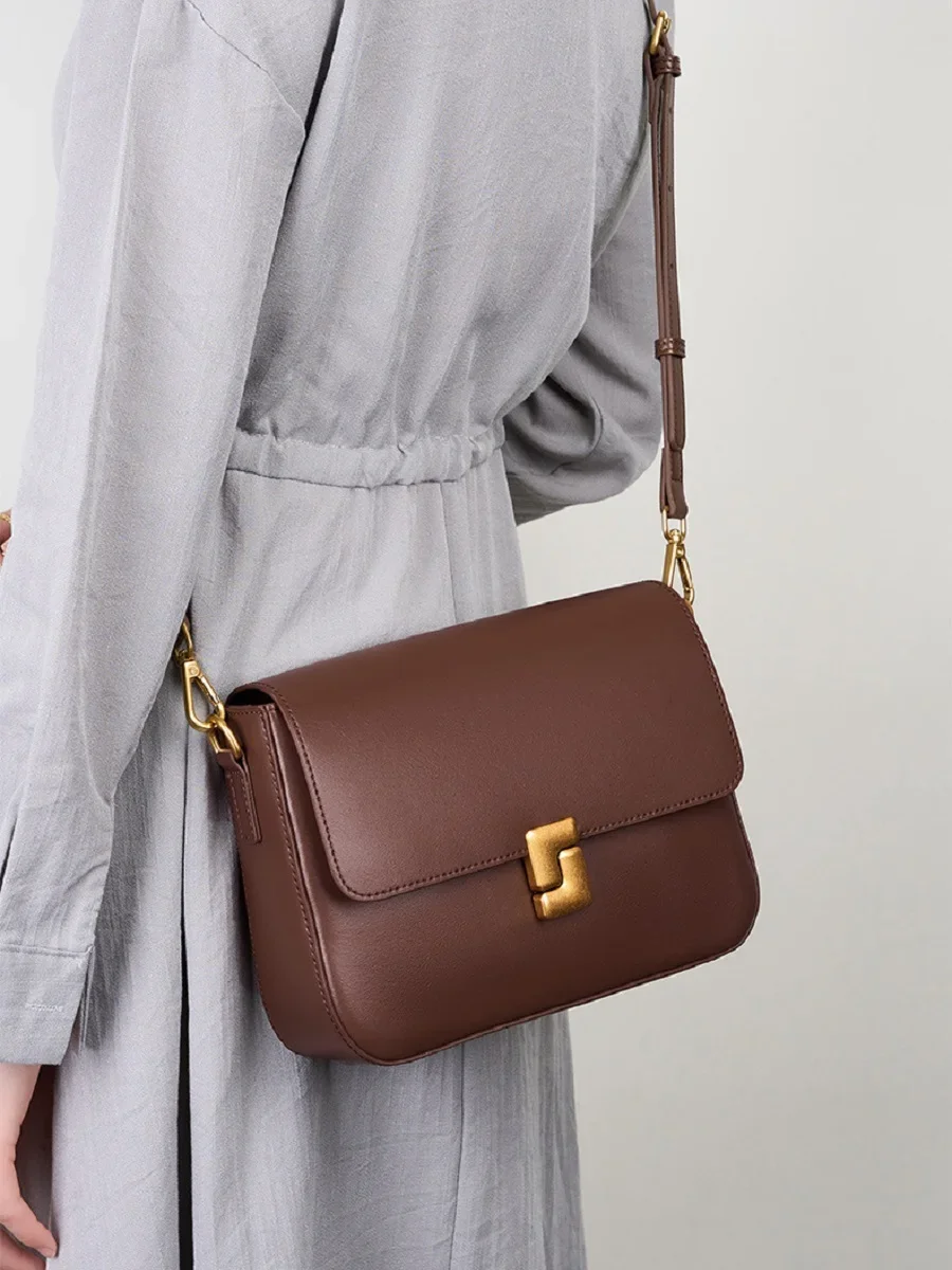 100% Genuine Leather Women Crossbody Bag Fashion Small Square Bag High Quality Cowhide Women's Commuter Shoulder Bag