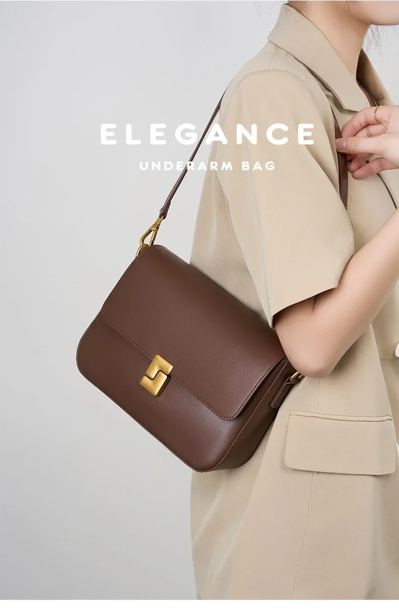 100% Genuine Leather Women Crossbody Bag Fashion Small Square Bag High Quality Cowhide Women's Commuter Shoulder Bag
