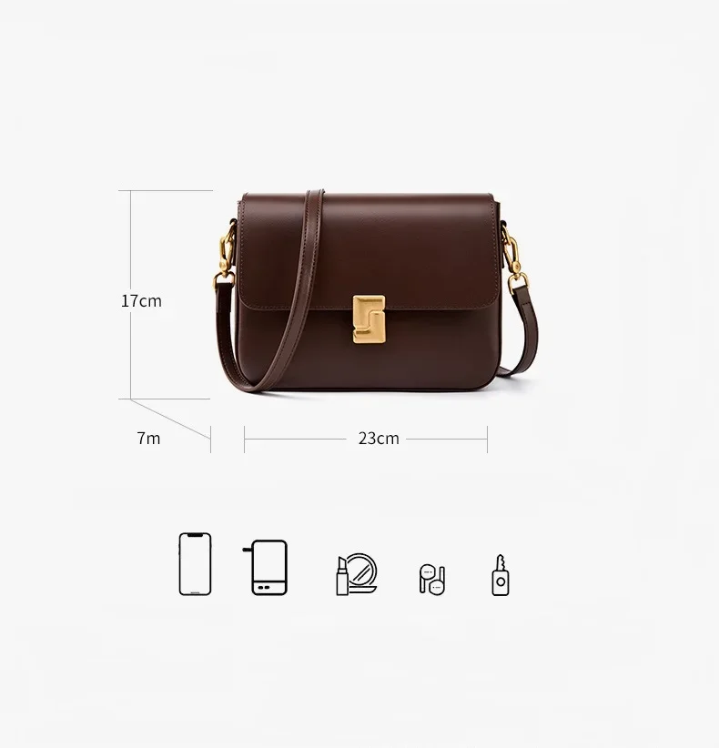 100% Genuine Leather Women Crossbody Bag Fashion Small Square Bag High Quality Cowhide Women's Commuter Shoulder Bag