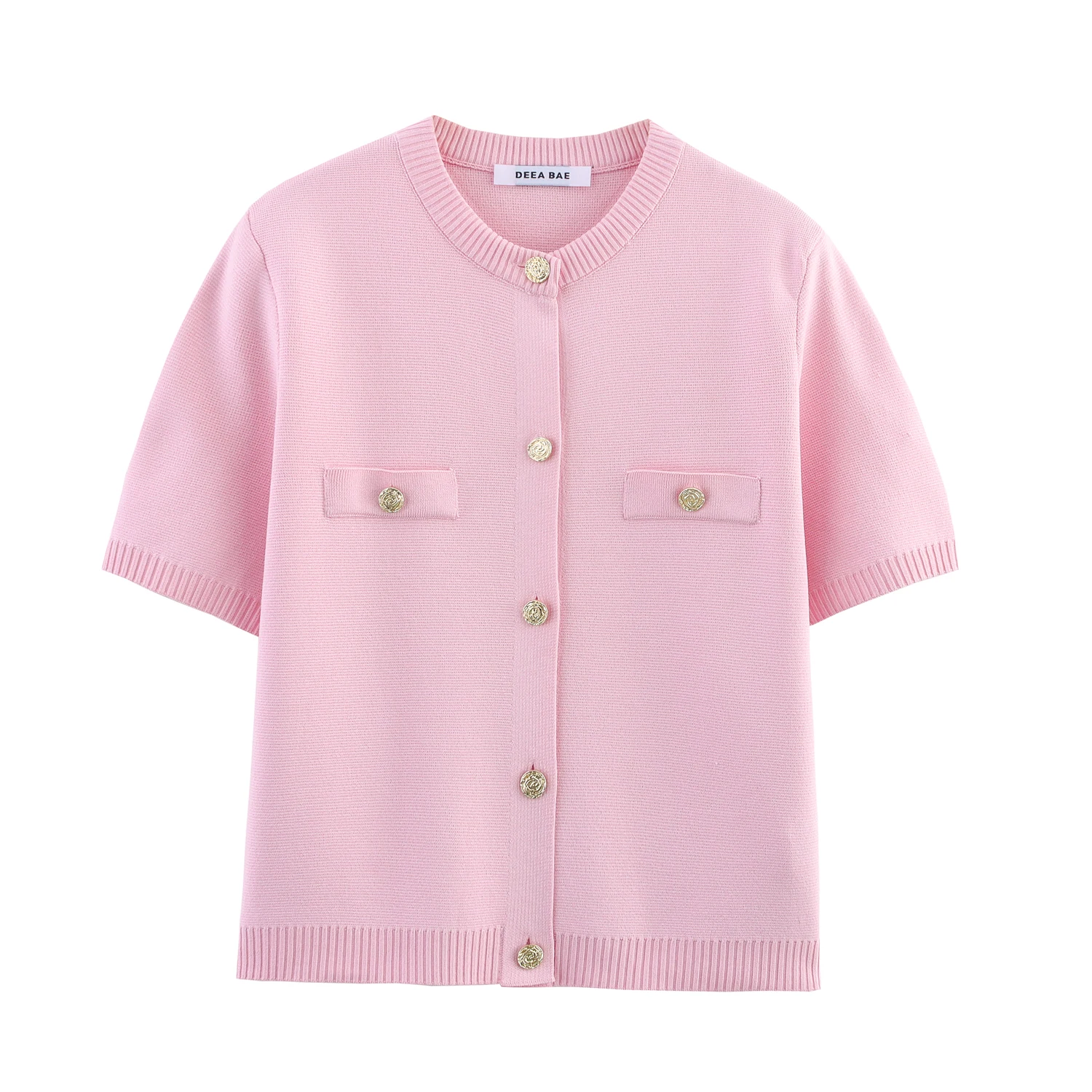 2025 Spring And Summer New Women's Short Sleeved Simple Fashion Style Knitted Cardigan Coat
